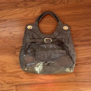 Butter leather gray shoulder bag